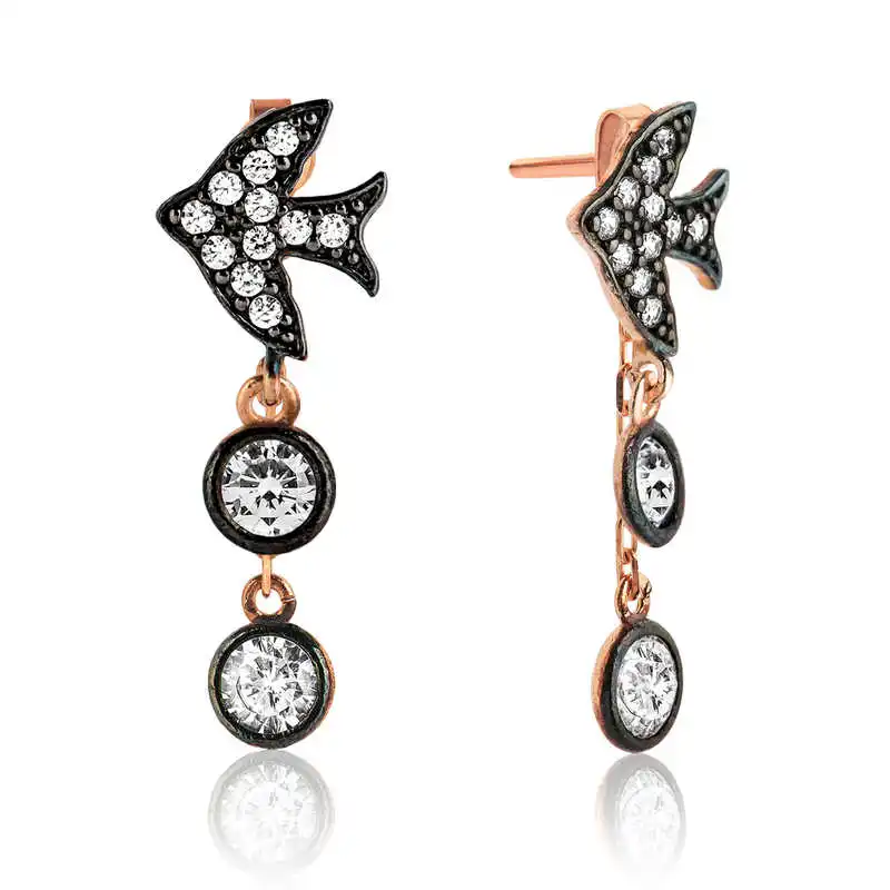 

Silver Chain Swallow Earrings