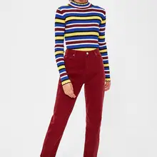Trendyol бордовые джинсы с высоким берцем для мам TWOAW20JE0187