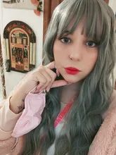 Largo SHANGKE-Peluca de pelo rizado sintético resistente al calor para mujer, pelo falso Natural con parte de pelo medio