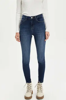 

DeFacto Woman Autumn Washed Skinny Denim Jeans Women Casual Fit Slim Denim Pants Female Blue Denim Trousers-L7112AZ19AU