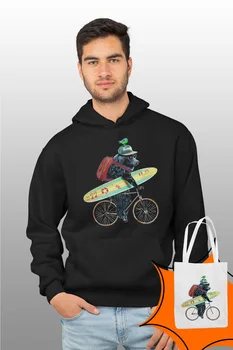 

Angemiel Wear Sörfe On Outgoing Bear Black Male Hooded Sweatshirt Bags Kombin