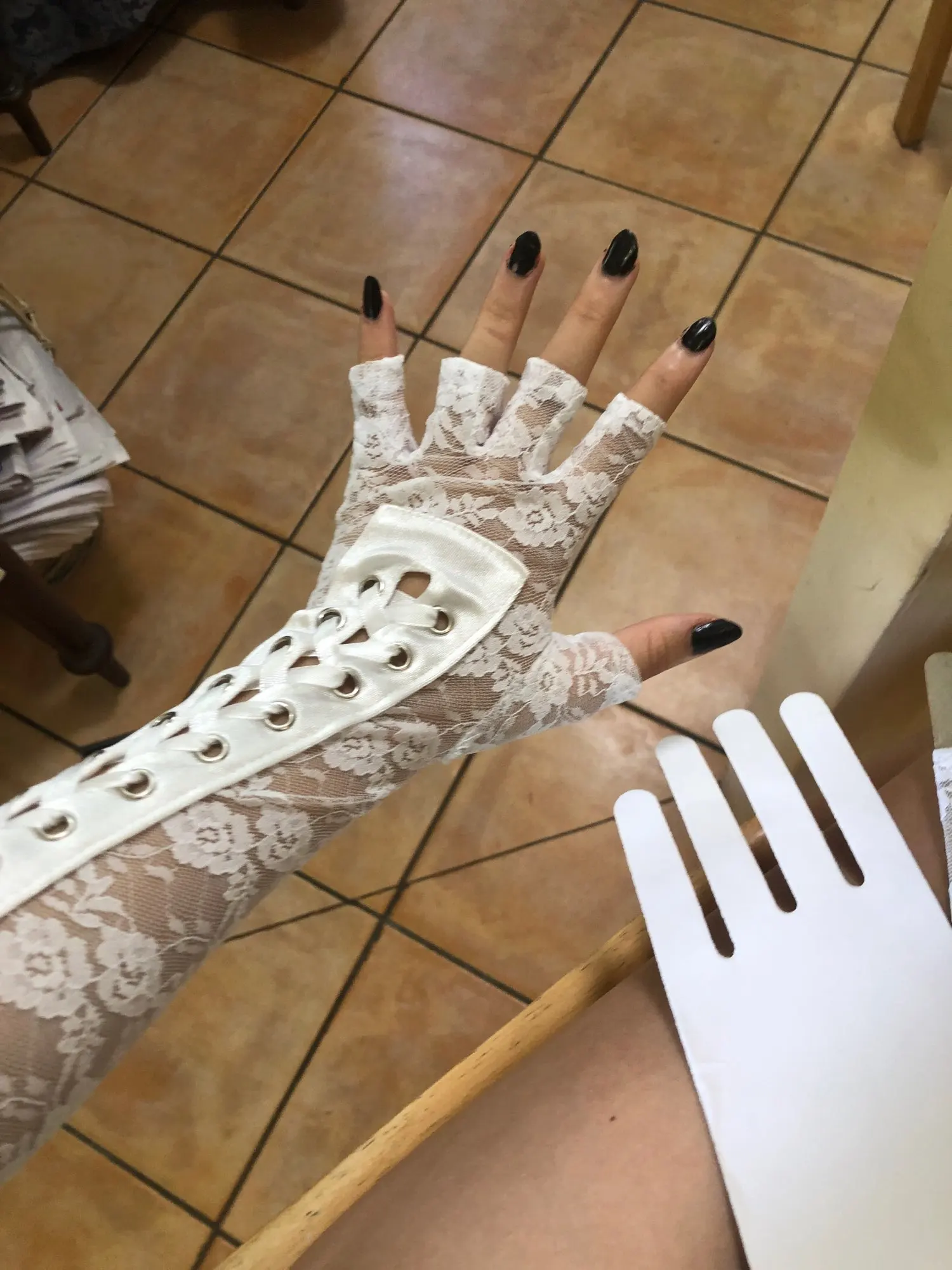 Lace Long Fingerless Gloves Harajuku E-girl photo review