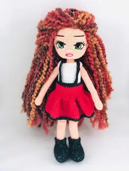 

Clothes Doll Vintage Amigurumi Organic Knitting Toy Redhead Baby Girl Red-headed