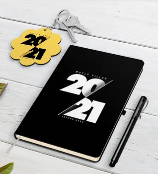 

Personalized 2021 Happy birthday Black Notebook Pen and Keychain Gift Seti-9
