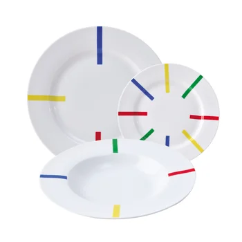 

Set 18pcs dinnerware porcelain colored stripes design Casa Benetton