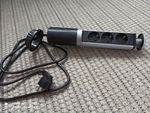 COSWALL para POP 3 hembra 2 puerto de carga USB de la Mesa de cocina toma para escritorio retráctil enchufe de la UE de cuerpo de aluminio de fondo azul