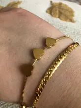 Yhpup Romantic Heart Stainless Steel Bracelet for Women Charm Gold Color Snake Chain