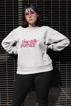 

Angemiel Wear Pink Panther White Women Sweatshirts
