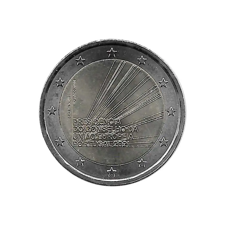 Moneta Originale 2 Euro Portogallo Presidenza Ue Anno 2021 Unc Non Circolata