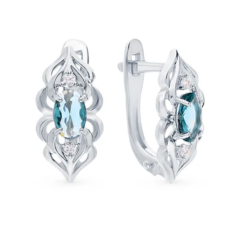 

Silver earrings with crystals and cubic zirconia sunlight sample 925 test