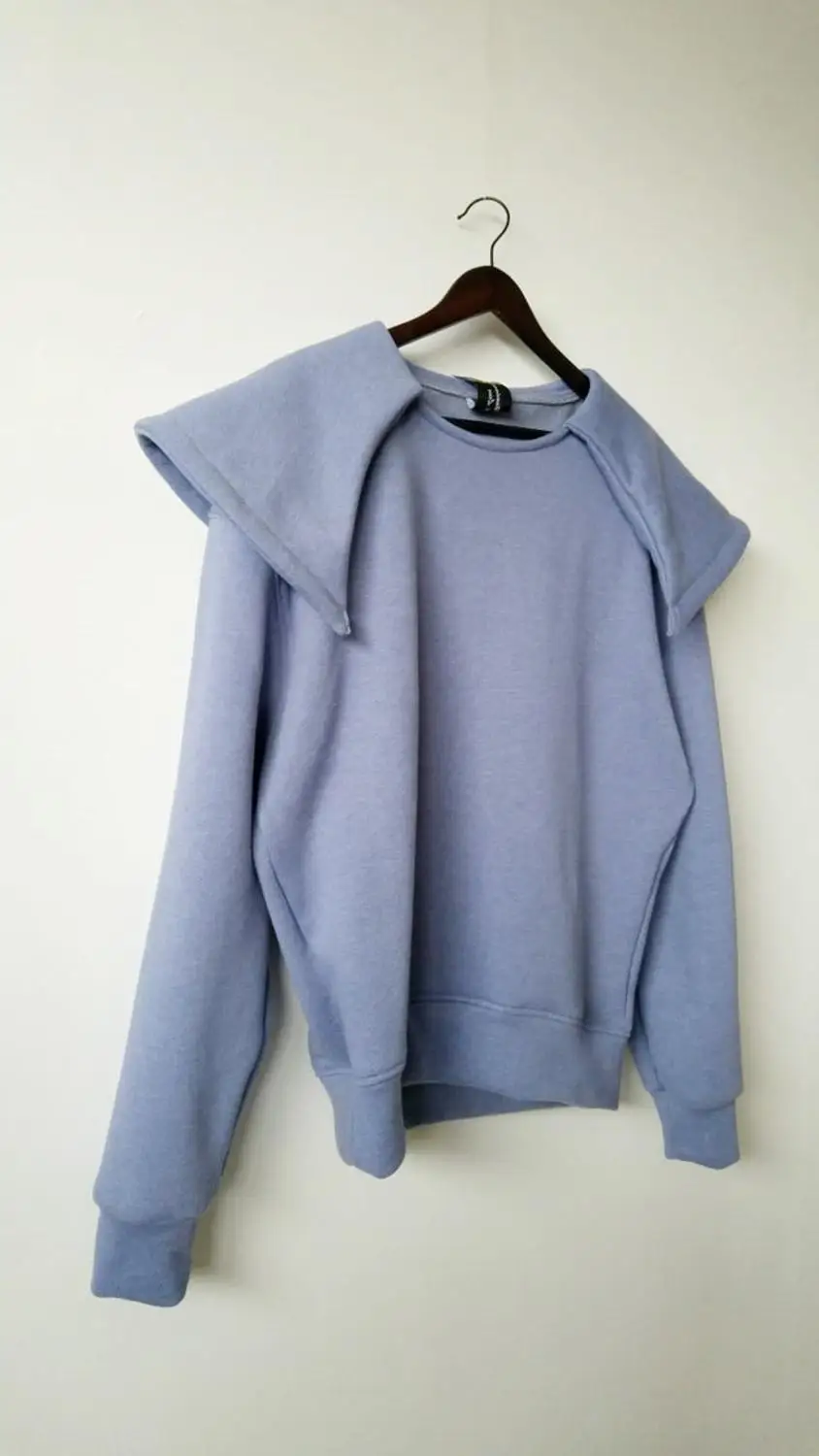 Cape Style Collar Purple Sweatshirt Oversized