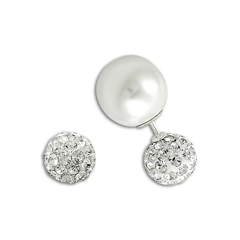 

Silver 925 Sterling Double Sided Pearl & Cubic Zirconia Earrings