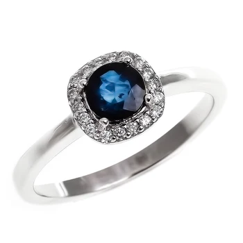 

Silver ring with natural corundum (U) and cubic zirconia