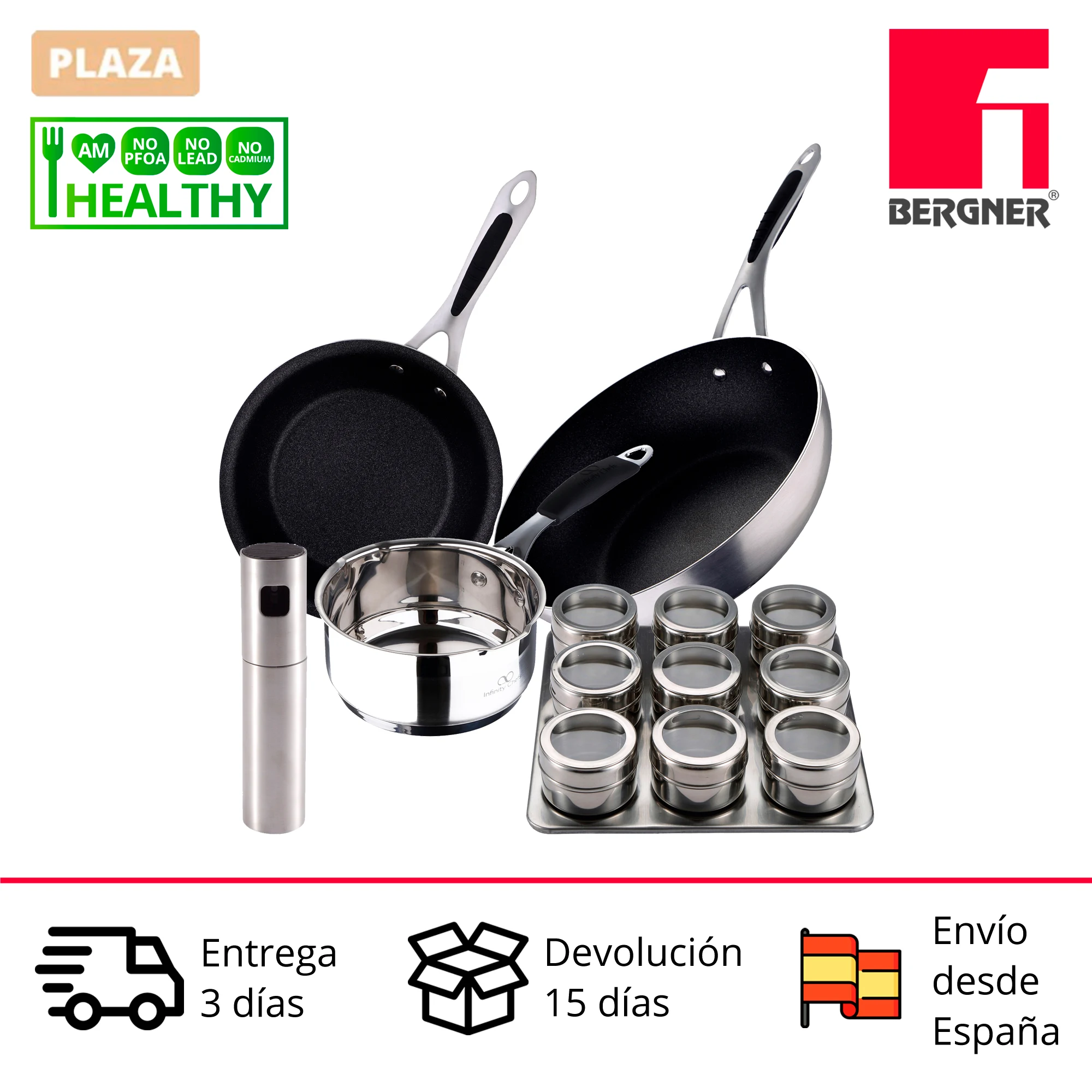 BERGNER Masterpro Sarten in pressed aluminum + vinaglass ...