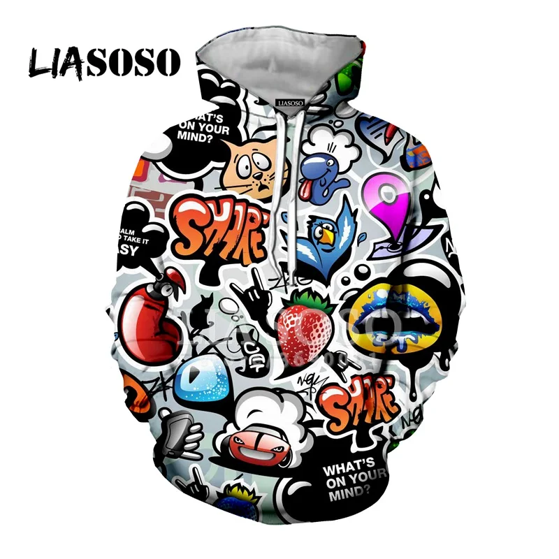 

LIASOSO 3D Print Women Men Pop Graffiti Wall Art Hooded Hoodies Sweatshirt Casual Harajuku Fashion Tops Streetwear X2721