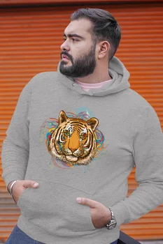 

Angemiel Wear Colorful Arkaplanlı Tiger Gray Men 'S Hooded Sweatshirt
