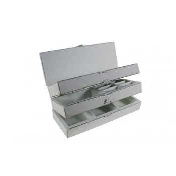 

Wooden sewing box white color three heights with separators. Measures: 11x27x10 cm.
