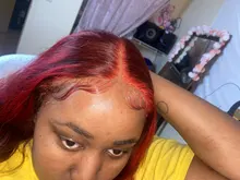 Topodmido 13x4 Color rojo del pelo humano del frente del cordón pelucas con minimechones resaltar el Color de cabello Remy brasileño peluca con malla frontal para las mujeres