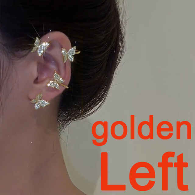 Crystal Leaf Ear Clip Non-Piercing Earring For Women Fashion Leaves Butterfly Ear Cuff Clip Jewelry Gift