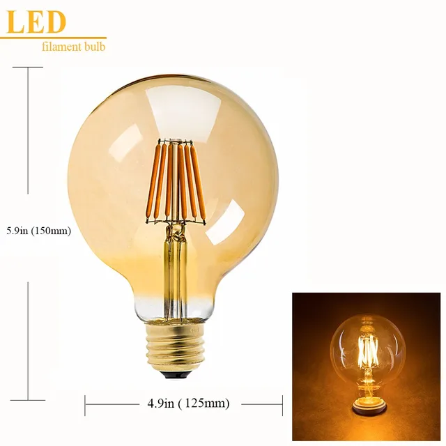 Ampoule LED E27 Dimmable Filament Gold Suprême G125 6W