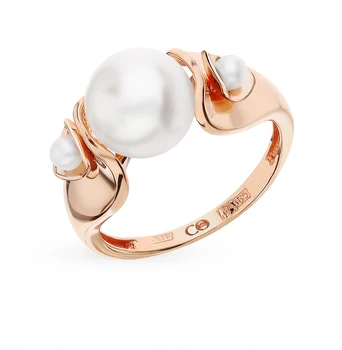 

Gold ring with cubic zirconia and pearls sunlight sample 585