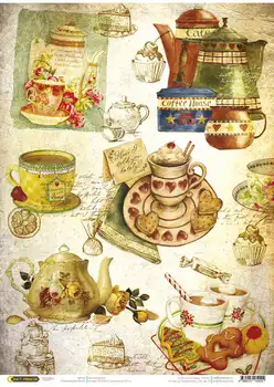 

Rice paper for decoupage craft Premier, 28,2x38,4 cm. Tea ceremony cp04402