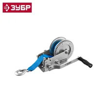 43115-1.1 Лебедка ручная барабанная ЗУБР "ПРОФЕССИОНАЛ", тяговая, ленточная, 1.1т, 10м