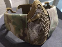 Nueva táctica máscaras de Airsoft Paintball CS plegable media cara de acero de bajo carbono de malla de estilo militar cómodo oreja máscara protectora