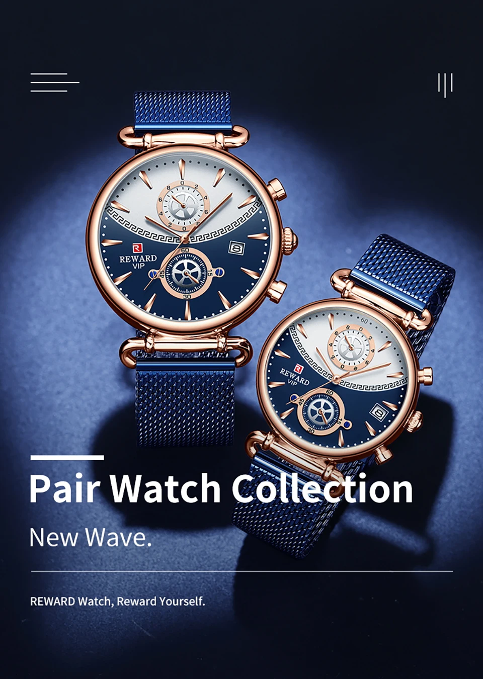 Montre de Couple étanche pour hommes, montre-bracelet à Quartz de luxe, chronographe, calendrier, bracelet en acier inoxydable_voghion.com