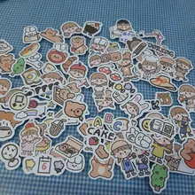 Yoofun-pegatinas adhesivas de dibujos animados para decoración de diarios, 100 Uds.