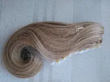 Extensiones de Cabello para mujer, coletas con ondas, 14 pulgadas, pelo sintético Rubio, extensión Natural