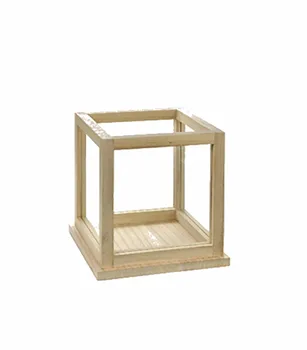 

Wooden candle holder/glass 24X24