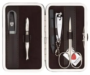 

Manicure set, 5 Ave, in a case of textiles, Brown 7020 F N Drei Schwerter