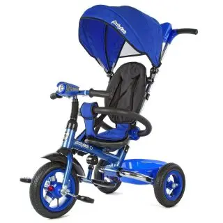 

Three-wheeled bicycle junior-2, folding frame, light bar, inflated wheels, blue. Moby kids supplier