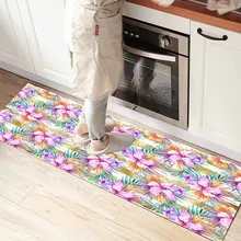 Else фиолетовый тропические цветы линии 3d принт нескользящие микрофибры Кухня Счетчик современные декоративные моющиеся области коврик