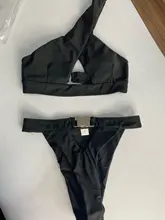 Thong Bikini Bathing-Suit Swimwear Women Push-Up In-X High-Cut White Hollow-Out One-Shoulder