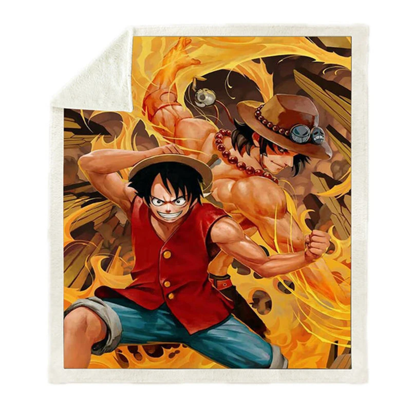 Плюшевое покрывало с принтом в виде аниме OnePiece шерпа флисовое для дивана одеяло