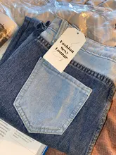 Iamhotty-Vaqueros rectos de retales para mujer, ropa de calle desgastada Vintage de cintura alta para novios, Mom y2k, 2020