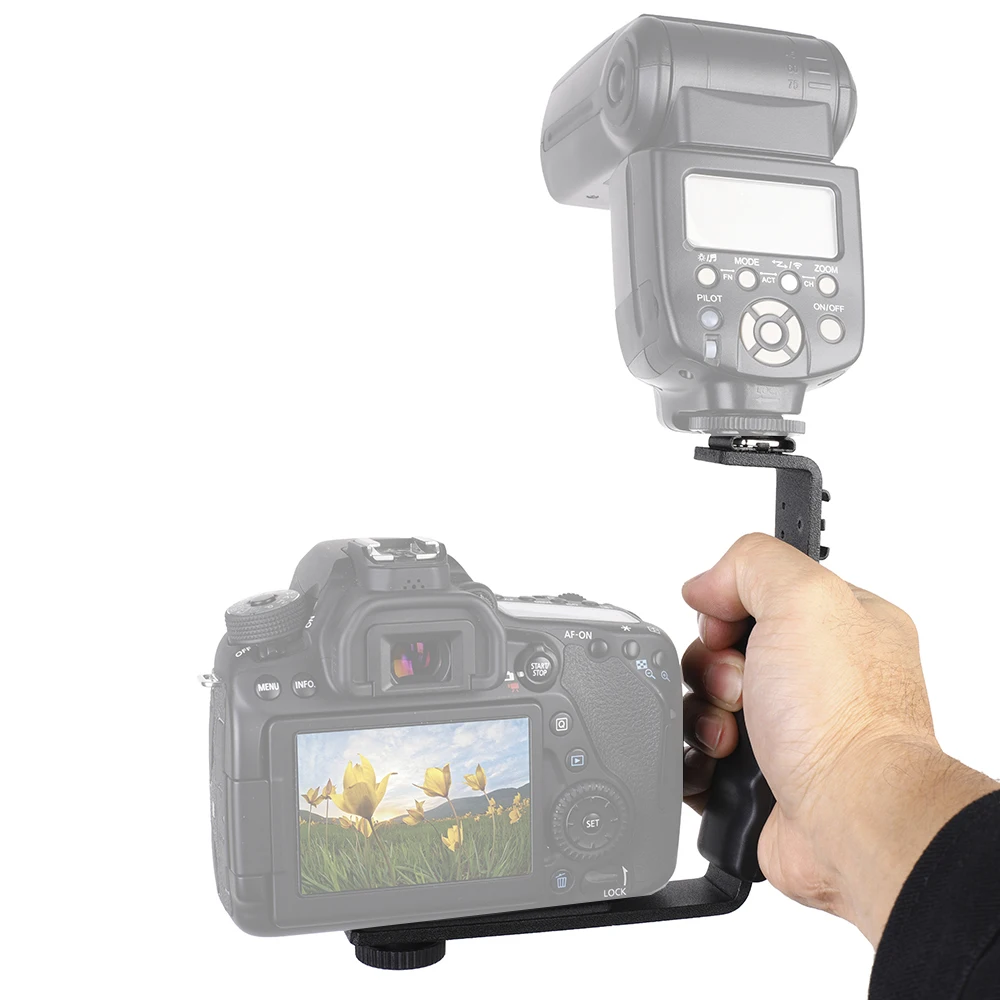 L-forma Suporte Suporte Estúdio Tripé Flash Luz Suporte com Sapata Quente para Canon Nikon Sony Velocidadelite Digital Slr Câmera Video dv