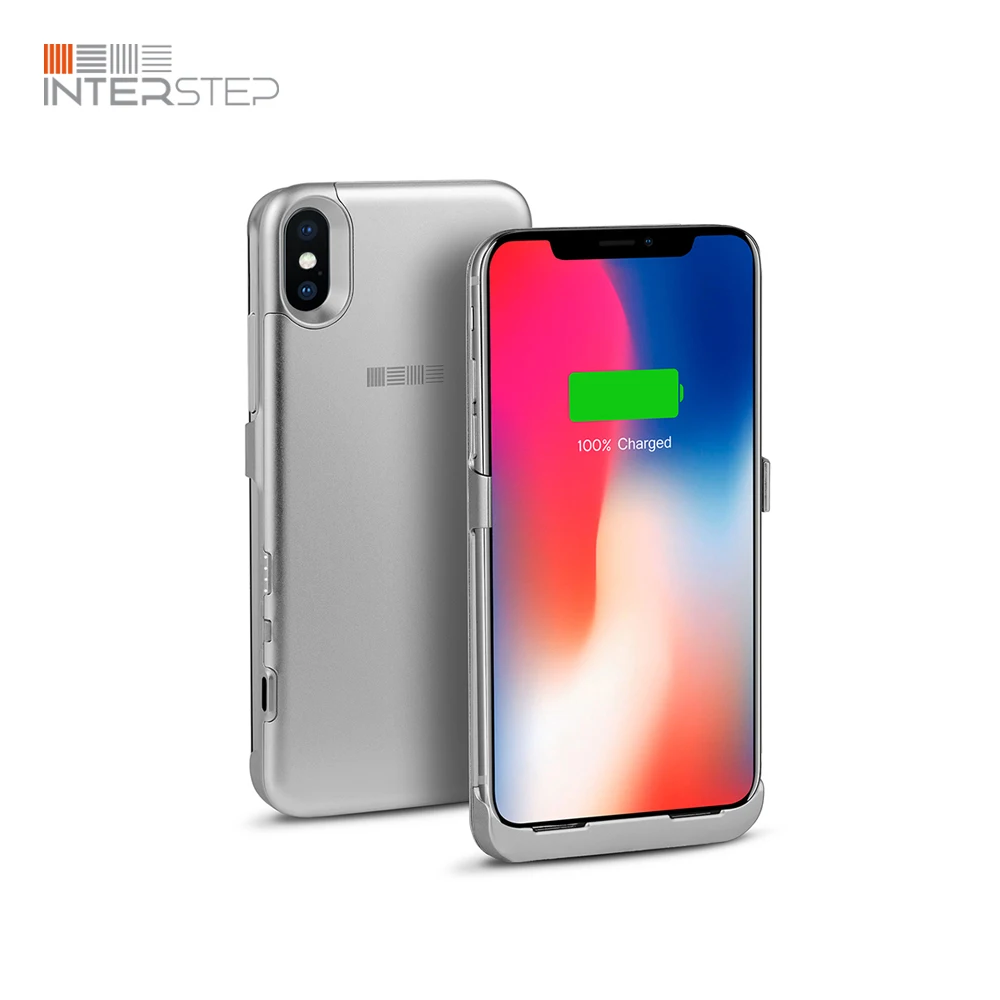 Чехол-аккумулятор INTERSTEP для iPhone X / XS 3000мАч серебряный | Мобильные телефоны и