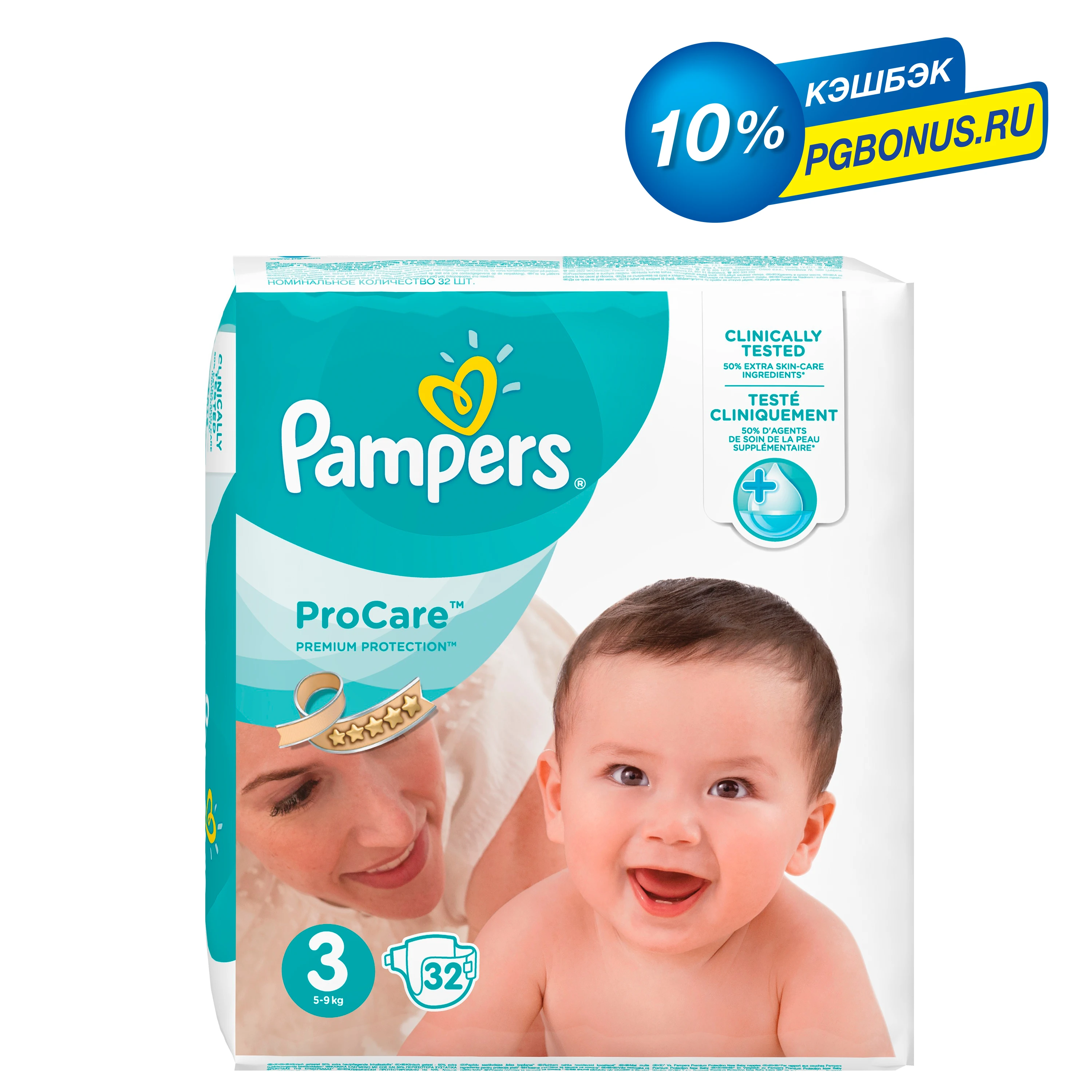Pampers Procare Premium Protection Размер 3, 32 шт., 5–9 кг
