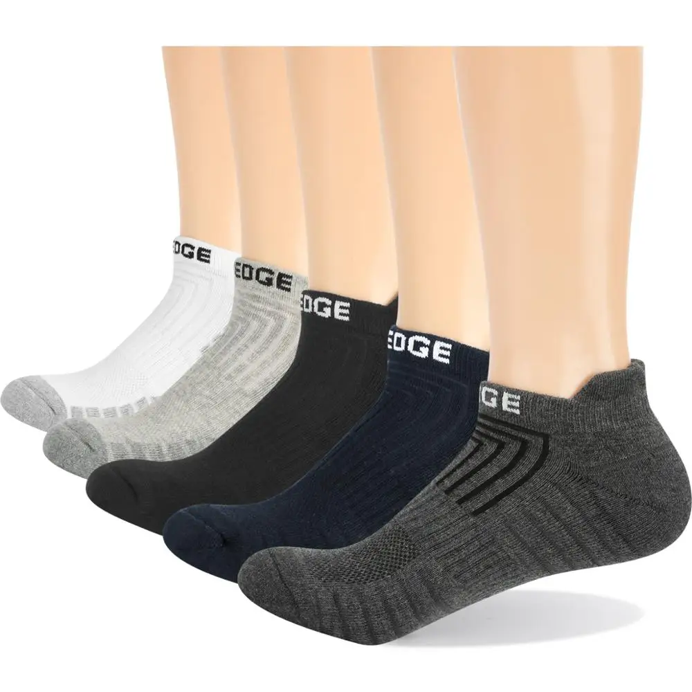 YUEDGE-Calcetines transpirables de felpa de algodón para hombre y mujer, tobilleros de corte bajo, para correr, 5 pares