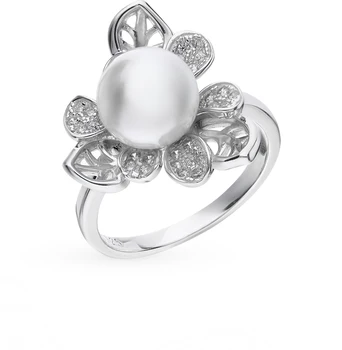 

Silver ring with cubic zirconia and pearls sunlight sample 925