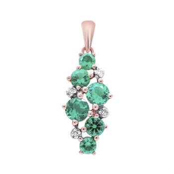 

Gold pendant with emerald and diamond VALTERA 585 sterling silver