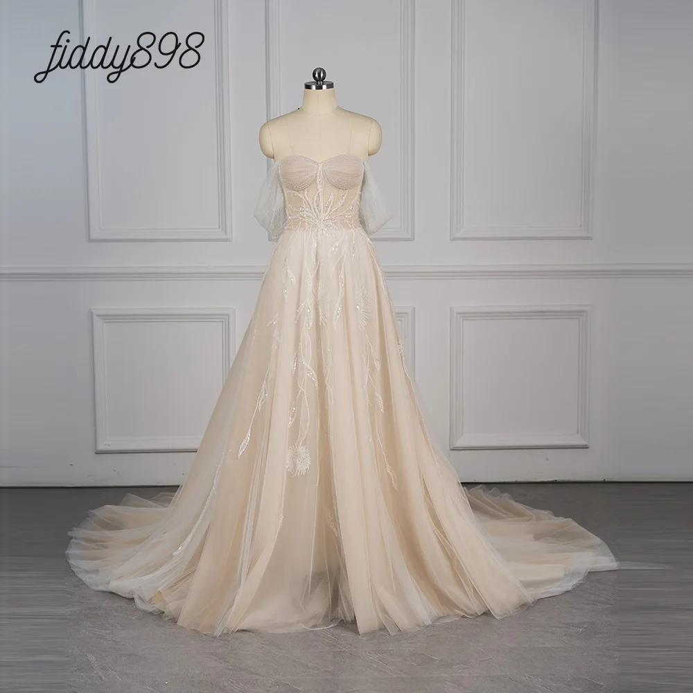 

Элегантные богемные Свадебные платья FIDDY898, богемные пляжные бриллиантовые платья для невесты, свадебные платья