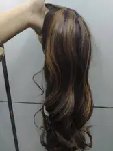 ALAN EATON-Peluca de cabello sintético para mujer afroamericana, cabellera artificial largo ondulado con flequillo, color negro, marrón y dorado, resistente al calor