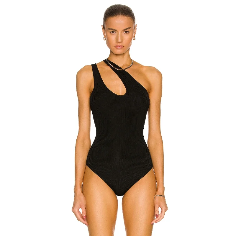 Beach Swimsuit 2022 Summer One Piece Women Cut Out Black Bandage Bodysuits Sleeveless Sexy Solid Suits Swimwear Elegant Monokini