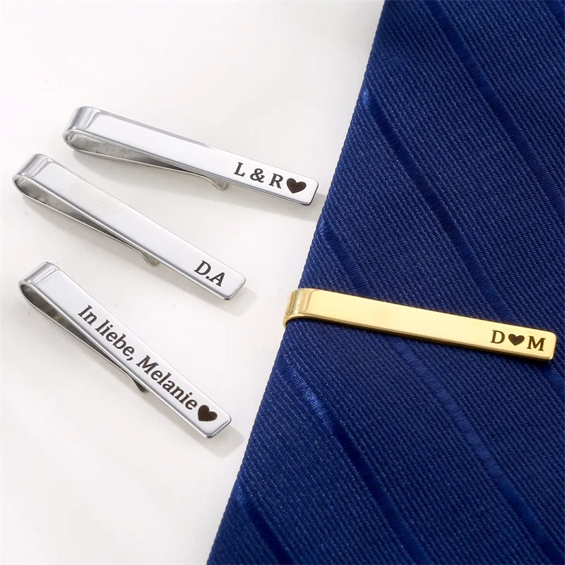 Personalized Engraved Stainless Steel Men's Tie Clip Logo To Map Custom