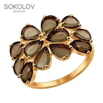 

SOKOLOV ring gold with rauchtopazami, fashion jewelry, 585, women's male
