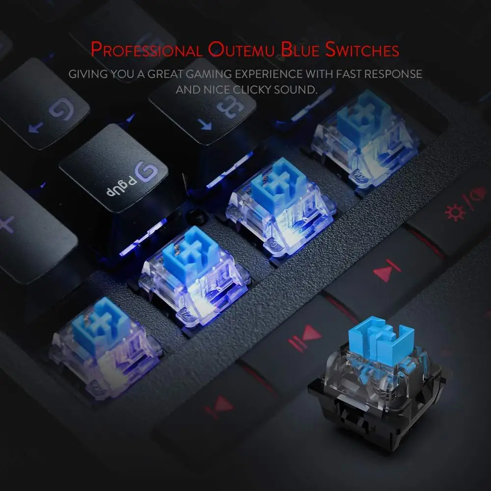 Механическая игровая клавиатура Redragon K586 PRO Brahma RGB с оптическими синими